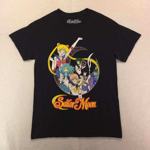 Sailor Moon Anime Graphic Short Sleeve Crew Neck T Shirt Mens Size S Black - Picture 2 of 9